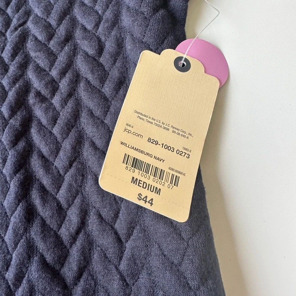 NWT St. John’s Bay Active Navy Blue Quilted Hoodie Pullover Sweatshirt Sz Large - Picture 5 of 5